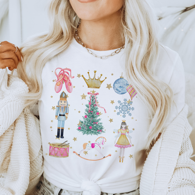 Adult Nutcracker Christmas Collage Tee