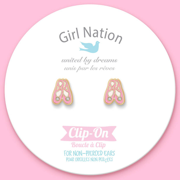 CLIP ON Cutie Earrings- Ballet Slippers