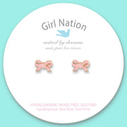 Pretty Pink Bow Cutie Stud Earrings