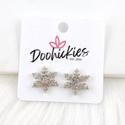 7636 Glittery Snowflake Studs